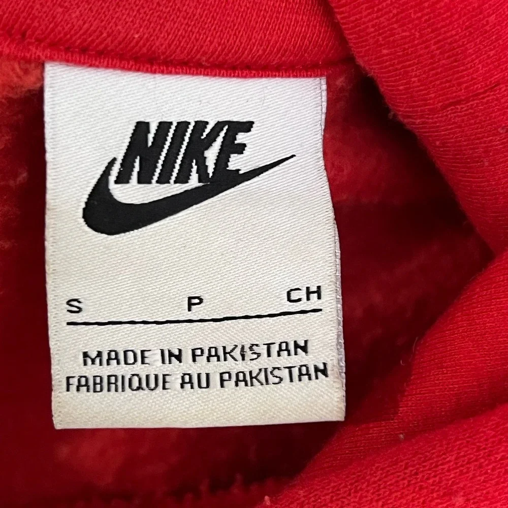 Y2K Nike Air Hoodie Mens Small Red Just Do It Sleeve Graphic Pullover Sweatshirt